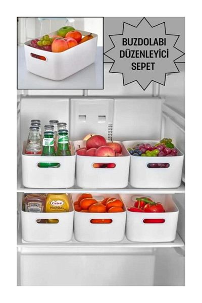 PANJI Alegra 4 Lt Cream - 6 Pieces of Closet Organizer Basket and Decorative Storage Box, Bathroom and Kitchen
