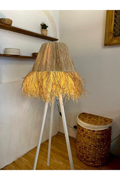 Maison Avf Bohem Hasır Rafya Lambader (tripod Ayak Beyaz)