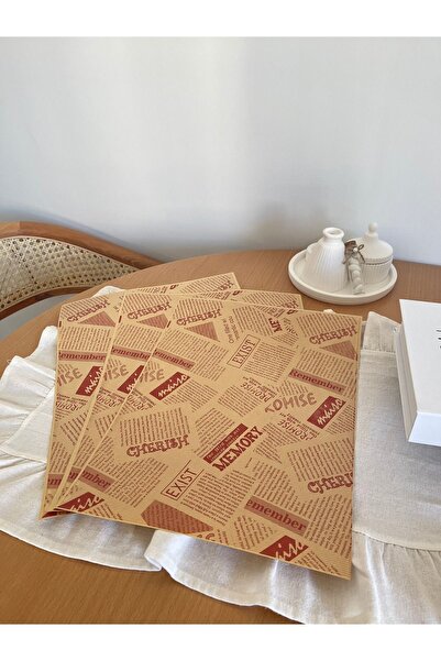 Mirilliahome 50 Adet Kraft Özel Desenli Sunum Kağıdı, Gazete Desenli Sunum Ka...