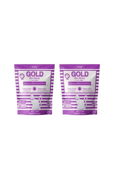 Freshy Gold Silika Kristal Kedi Kumu - 2 Aylık Set - Kalın Taneli