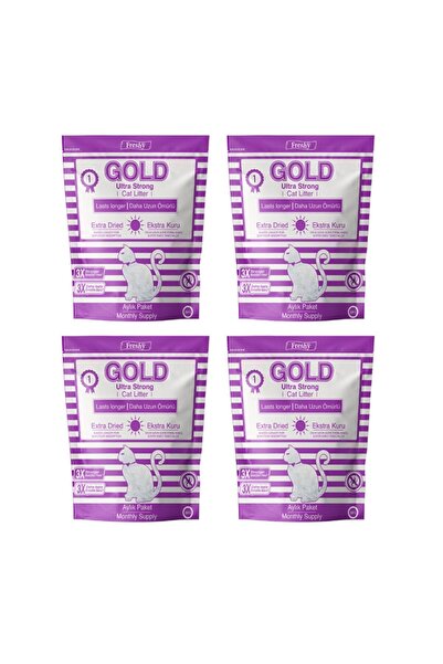 Freshy Gold Silika Kristal Kedi Kumu - 4 Aylık Set - Kalın Taneli