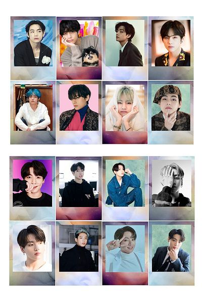 Güneş Kırtasiye Bts V And Jungkook 16 Pieces Photocard Set Bright Print