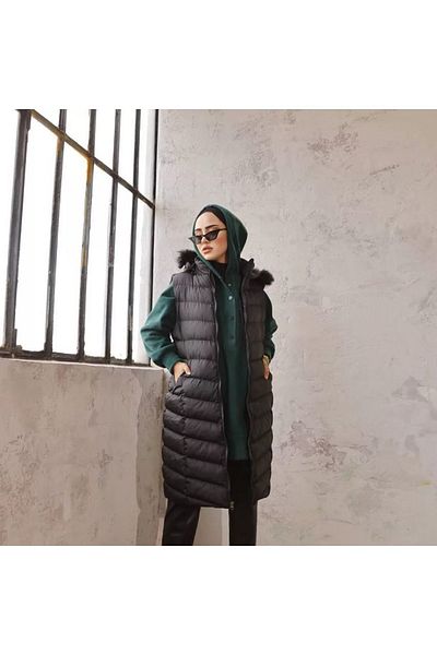 ARYN New Season Hijab Gel Filling Hooded Coat Vest