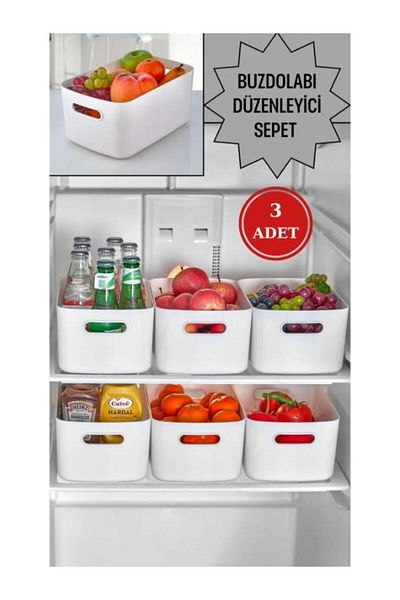PANJI Alegra 4 Lt Cream - 3 Pieces of Closet Organizer Basket and Decorative Storage Box, Bathroom and Kitchen