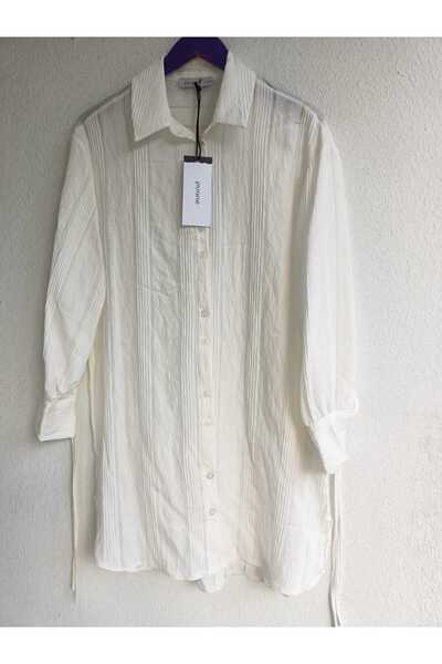 Puane Kolları Bağlama Detaylı Kadın Gömlek 10510