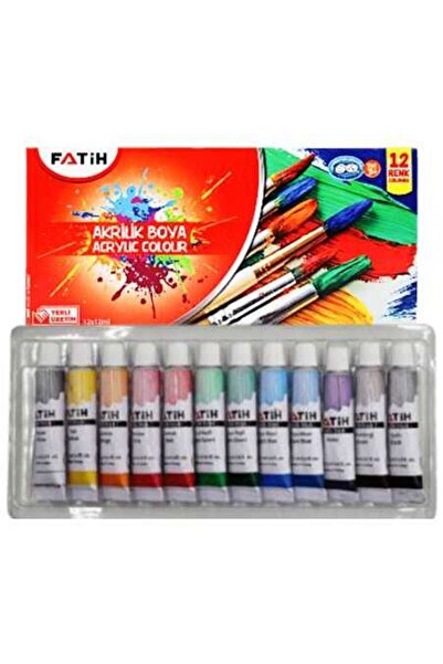 Fatih Akrilik Boya Tüplü 12 gr 12 Li Karışık Renk 50501