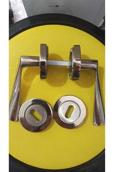 YÜCEL YAPI MARKET Nickel 1 Set - Room Door Handle with Feyza Pieces and Rosette