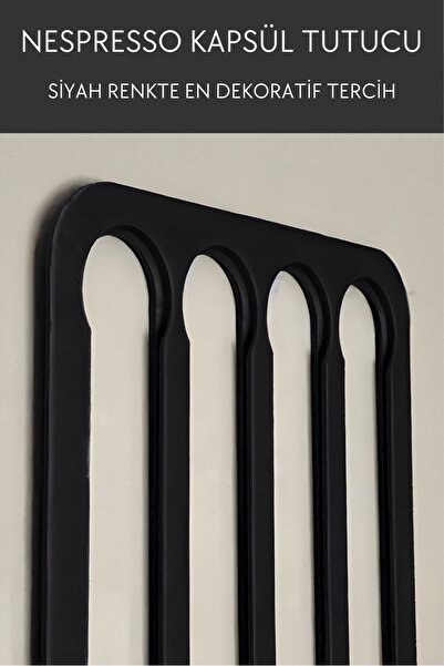 Nosa Mall Nespresso Ve Starbucks Uyumlu Duvar Tipi Kapsül Kahve Standı Tutacağı Siyah Kapsül Tutucu Kapsül