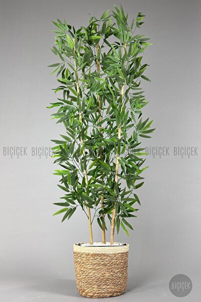 BİÇİÇEK Yapay Bambu ağacı 140cm Hasır Saksıda