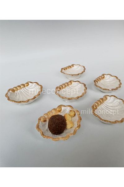 MİLE CONCEPT Coffee Side Presentation Bowl/Tiny Mussel Design Presentation Bowl / Turkish Delight Bowl / Dragelic 6-pcs