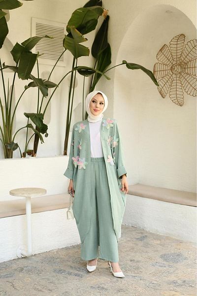 SHİROSA Double Floral Patterned Kimono Set