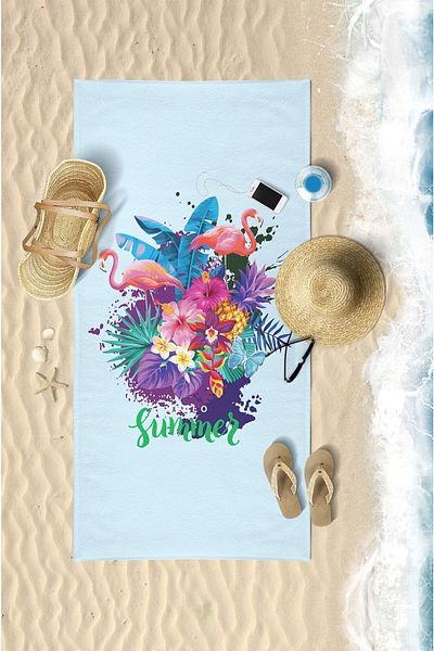 VEVİEN HOME Πετσέτα θαλάσσης Flamingo Summer Digital Printed 75x150 cm