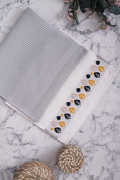 VEVİEN HOME Foglia 100% Cotton | Pike&Towel Dish Drying | Set of 2 Kitchen Towels | 30x50cm