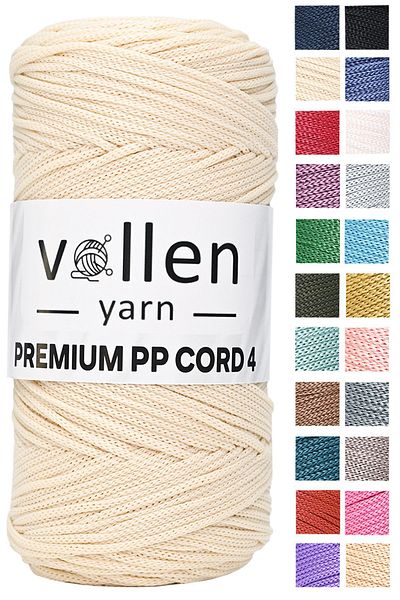 vollen yarn 200gr/230m Premium Polyester Macrame String 2mm, μακραμέ σχοινί, μακραμέ, σουπλά, σχοινί τσάντας, εκρού