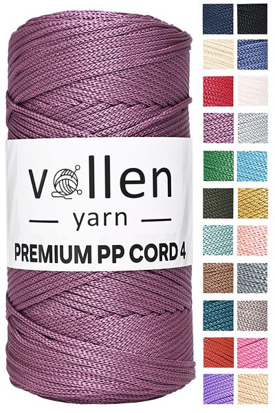 vollen yarn 200gr/230m Premium Polyester Macrame Twine 2mm, μακραμέ σχοινί, μακραμέ, σουπλά, σάκος Twine, μωβ