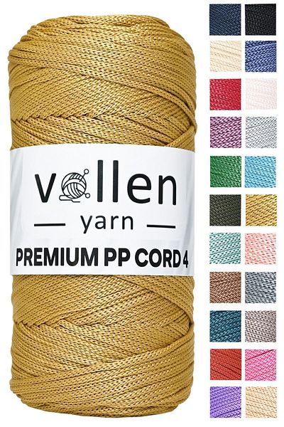 vollen yarn 200gr/230m Premium Polyester Macrame String 2mm, μακραμέ σχοινί, μακραμέ, σουπλά, σχοινί τσάντας, χρυσό κίτρινο