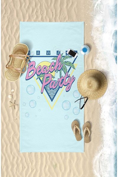 VEVİEN HOME Beach Party Printed Digital 75x150 Cm Prosop de plaja