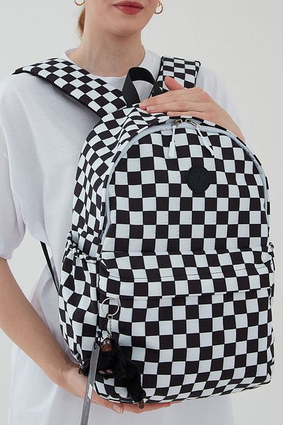 Rosso Collina Rosso Collina Unisex Waterproof Checkered Fabric School Backpack Bergamo