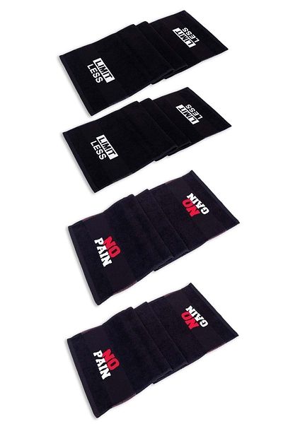 VEVİEN HOME Limitless - No Pain No Gain 30x100 Cm 100% Cotton Set of 4 Sports Towels Fitness Gym Golf Boxing Towel