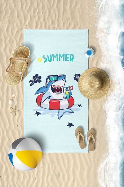 VEVİEN HOME Παιδική πετσέτα θαλάσσης Shark Digital Printed 60x130 cm