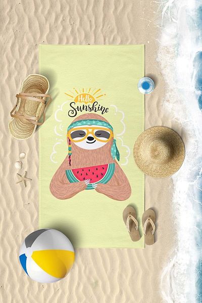 VEVİEN HOME Hello Sunshine Digital Printed 70x140 Cm Children's Beach Towel