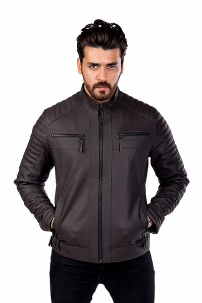 BATU DERİ Genuine Leather Men's Matte Brown Leather Jacket