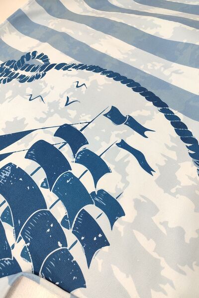 VEVİEN HOME Ship Pattern Digital Printed 75x150 Cm Beach Towel