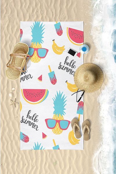 VEVİEN HOME Summer Fruity Printed Digital 75x150 Cm Prosop de plaja