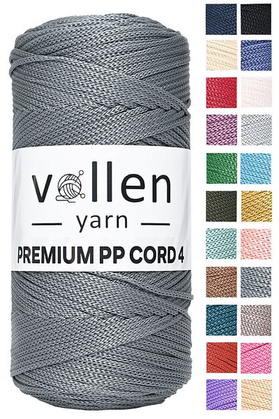 vollen yarn 200gr/230m Premium Polyester Macrame Thread 2mm, Macrame Thread, Macrame, Supla, Bag Thread, Dark Gray