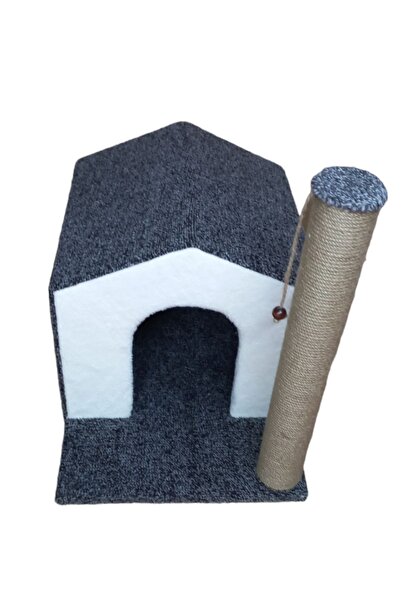 Dumanpet Single Storey Sturdy Cat Playhouse and Scratching Board Gray