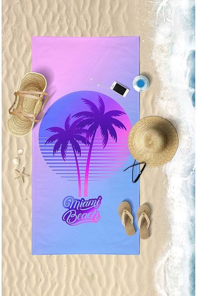 VEVİEN HOME Prosop de plajă Miamı Beach Imprimat Digital 75x150 Cm