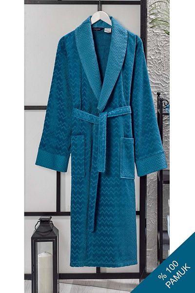 VEVİEN HOME Design special - halat de baie jacquard din catifea extra moale 100% bumbac albastru