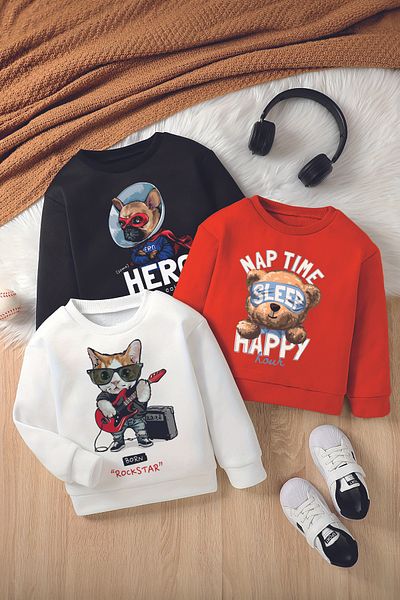 MYADA Hanorac pentru copii Style Premium din 3 piese - Decolteu Crew Code14654-14676-14586