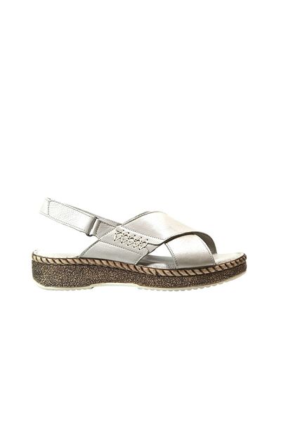 Beety 09.155 Gray Anatomical Genuine Leather Women's Sandals - Pad Sole