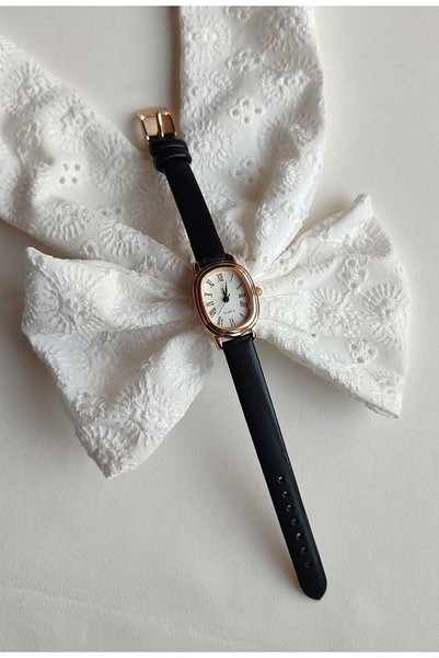 Lasahin Shop New Retro Black Leather Cord Minimal Stylish Women's Wristwatch