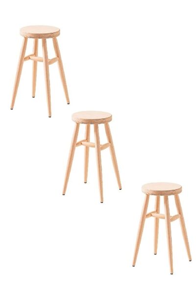 Genel Markalar Ahşap Tabure Ham 28*45 Cm 3 Adet