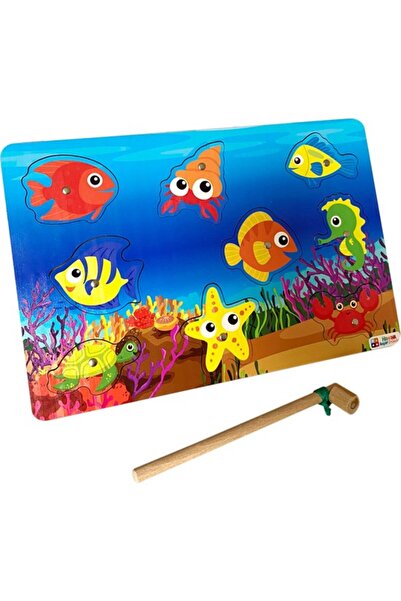 Online 9'lu Mıknatıslı Ahşap Balık Tutma Oyunu