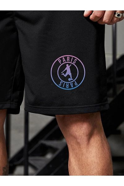DAXİS Sportwear Company Ανδρικό μαύρο σορτς εμπριμέ
