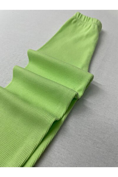Berat moda Elastično Rebrasto Tkanina svetlozelene dječje helanke