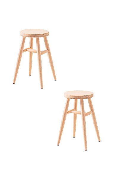 Onehome Ahşap Tabure Ham 28*45 Cm 2 Adet