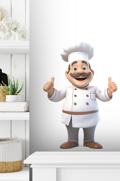 Plustablo Sevimli Aşçı Duvar Stickeri | Mutfak Duvar Stickeri | Kendinden Yap...