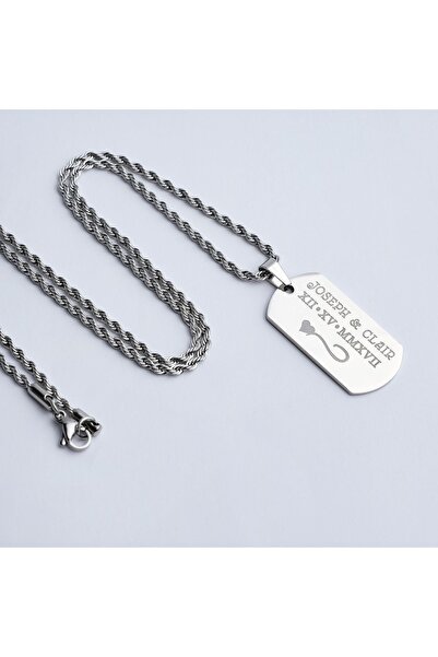 Satürn Silver Kuyumculuk Çelik İsimli Asker Künyesi Modeli Unisex Kolye