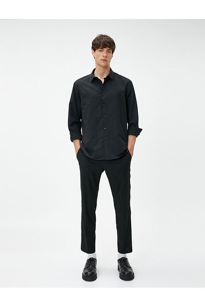 Koton Sports Shirt Slim Fit Classic Collar Long Sleeve Non Iron