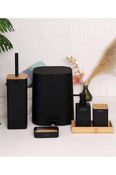 AROW Black Acrylic 6 Piece Bathroom Set