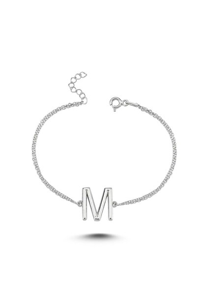 Genel Markalar 925 Ayar Gümüş Harfli Bileklik - M Harfi - Standart - Alv002-1936