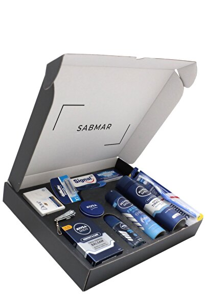 NIVEA Damat Bohçası Nişan Bohçası Erkek Bohça Kozmetik Seti 11 Parça Sabmar Çeyiz Kutusu 2023036h Siyah