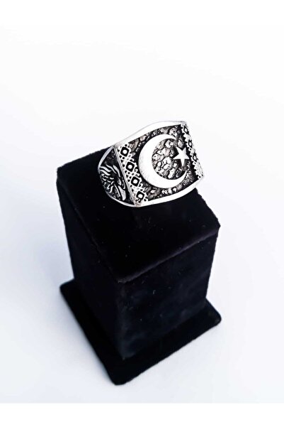 Antique Dolunay Antik Gümüş Kaplama Ayarlanabilir Tuğralı Kartallı Teşkilat A...