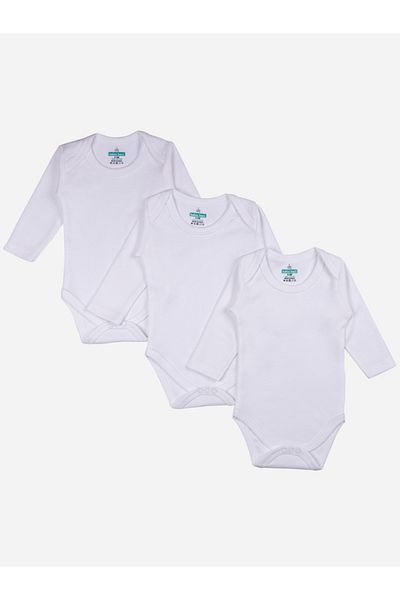 Babies Basic By Styli Pack of 3 - Solid Long Sleeves Bodysuit