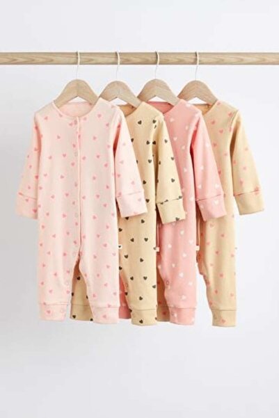 Next Baby Cotton Pink 4 Pack Baby Footless Sleepsuits (0mths-3yrs)