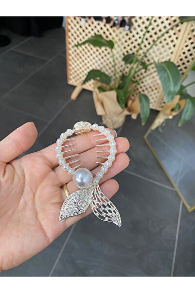 karpuzbutiks إكسسوار شعر على شكل ذيل السمكة وحجر الزركون - مشبك